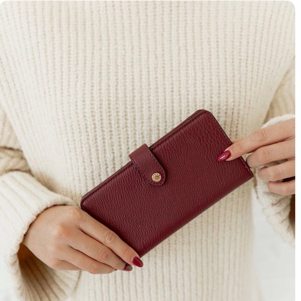 New Poppies and Peonies Berry Red Burgundy Wallet NWT